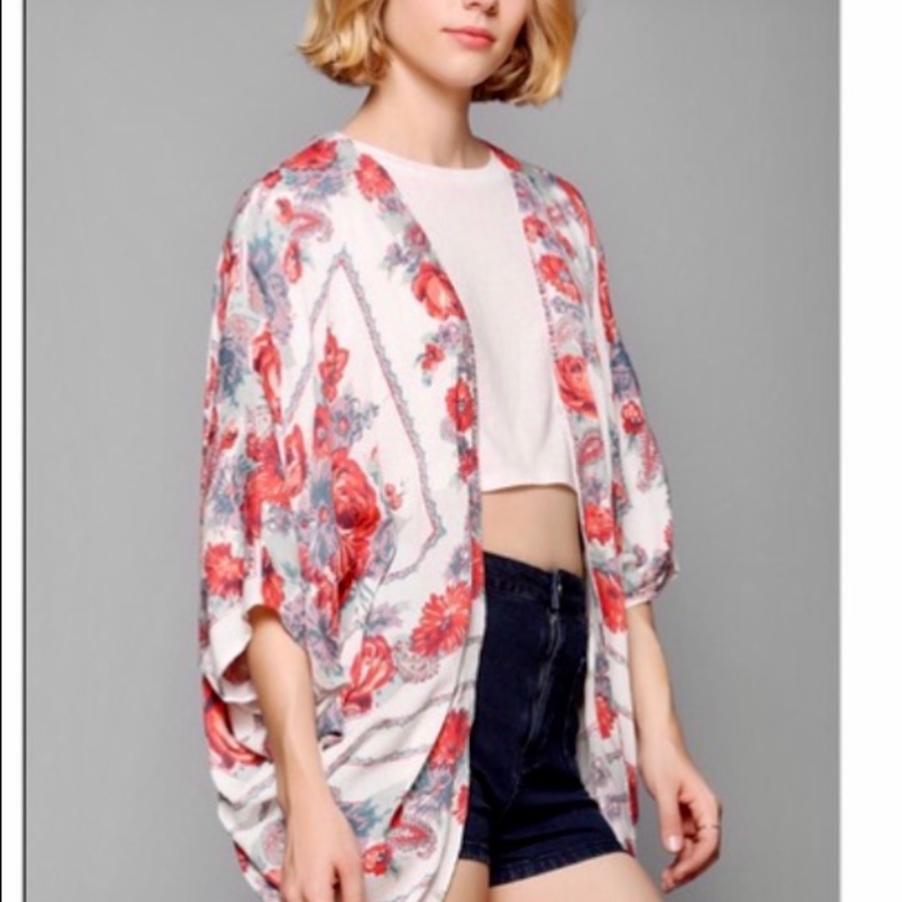 Floral silk kimono